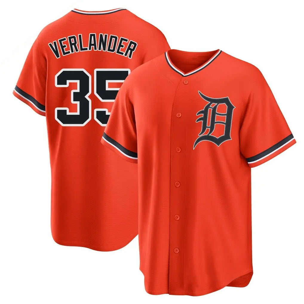Punc D.Tigers #35 Justin Verlander Player Orange Home Game Stitched Jerseys