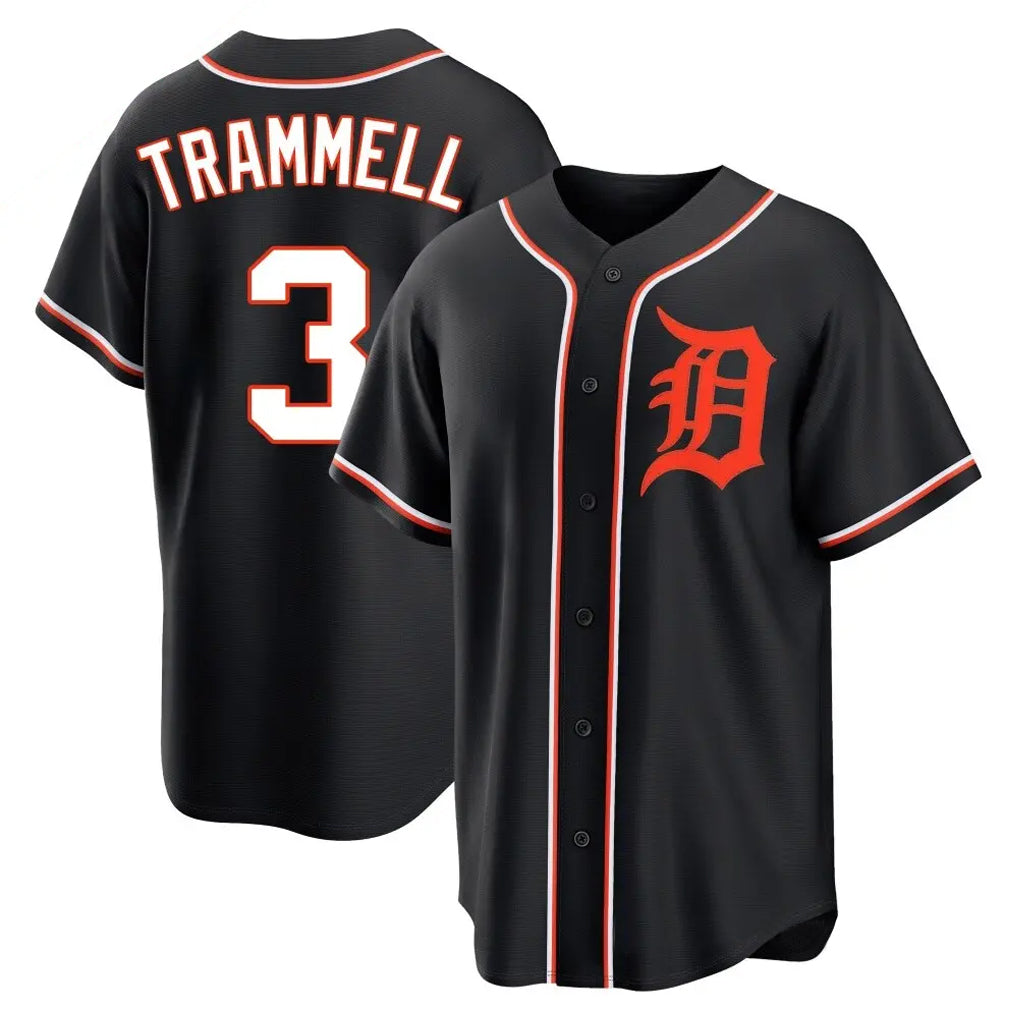 Punc D.Tigers #3 Alan Trammell Player Black Fashion Out Home Game Stitched Jerseys