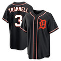 Punc D.Tigers #3 Alan Trammell Player Black Fashion Out Home Game Stitched Jerseys