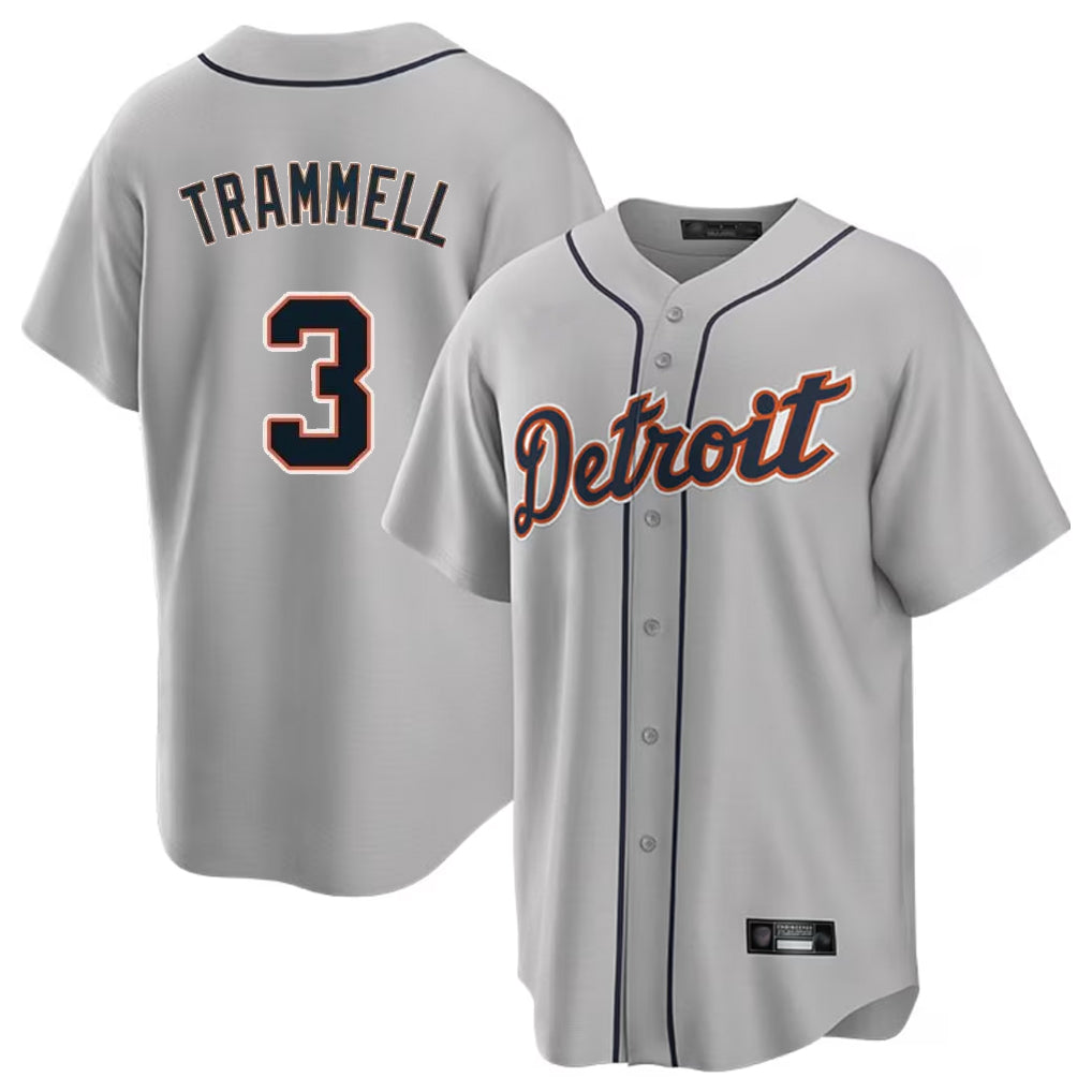Punc D.Tigers #3 Alan Trammell Player Gray Home Game Stitched Jerseys