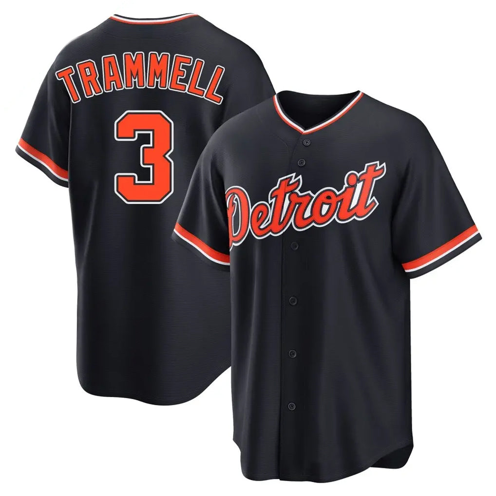 Punc D.Tigers #3 Alan Trammell Player Navy Home Game Stitched Jerseys