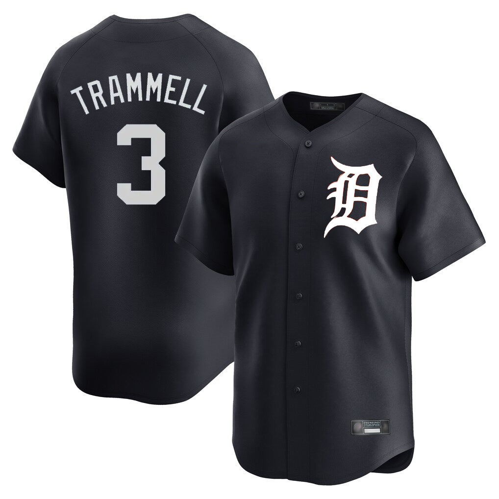 Punc D.Tigers #3 Alan Trammell Player Navy Home Limited Game Stitched Jerseys