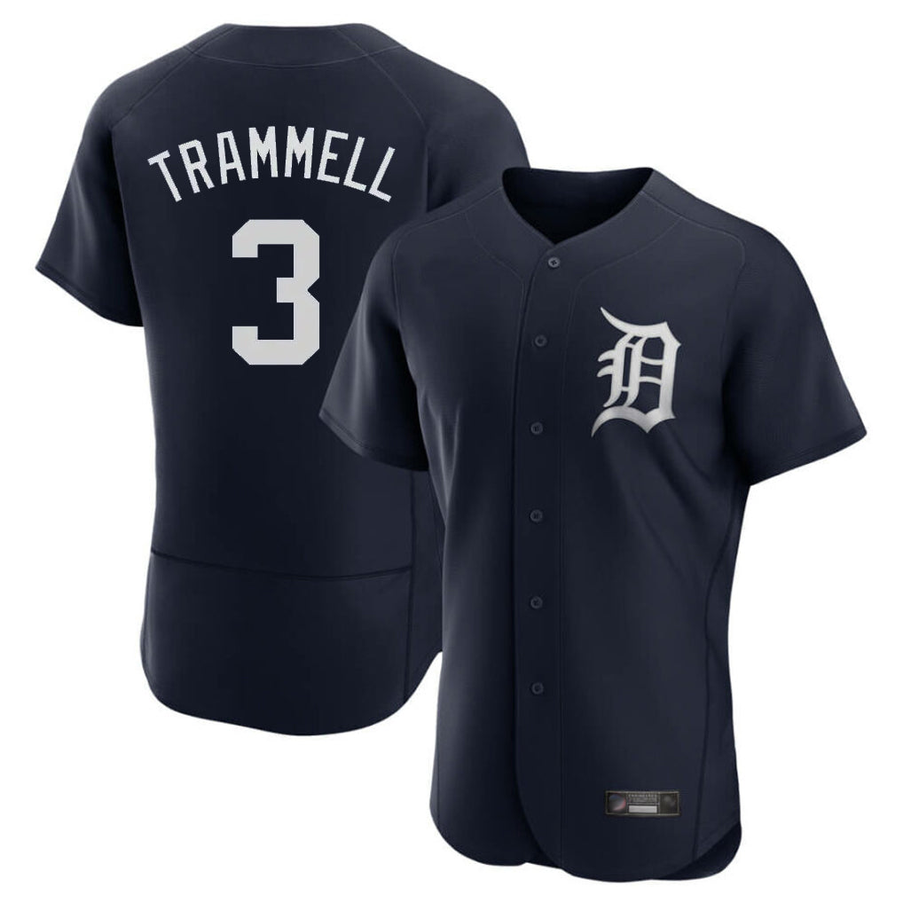 Punc D.Tigers #3 Alan Trammell Player Navy Limited Elite Home Stitched Jerseys