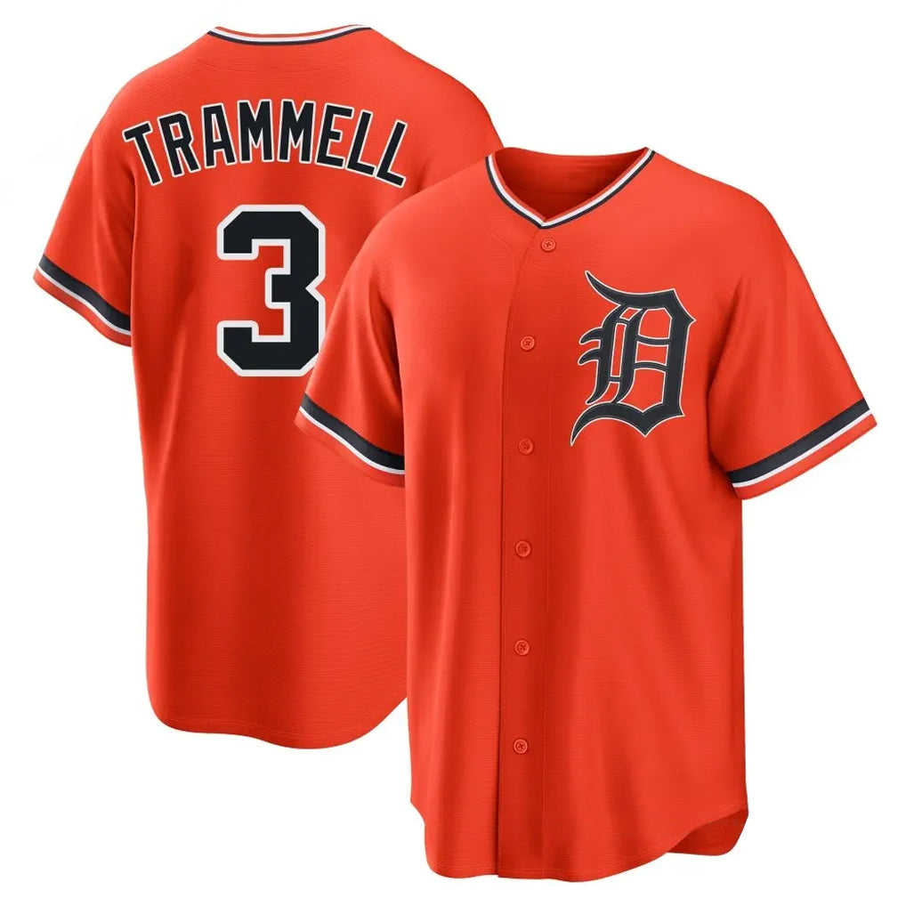 Punc D.Tigers #3 Alan Trammell Player Orange Home Game Stitched Jerseys