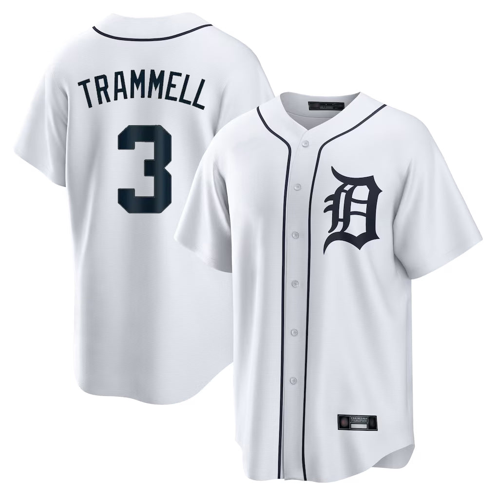 Punc D.Tigers #3 Alan Trammell Player White Home Game Stitched Jerseys