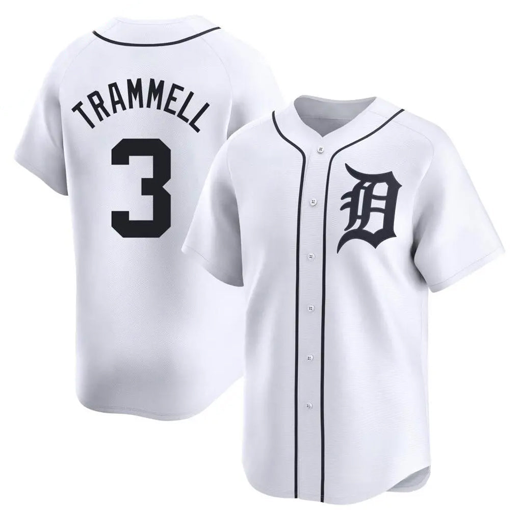Punc D.Tigers #3 Alan Trammell Player White Home Limited Stitched Jerseys