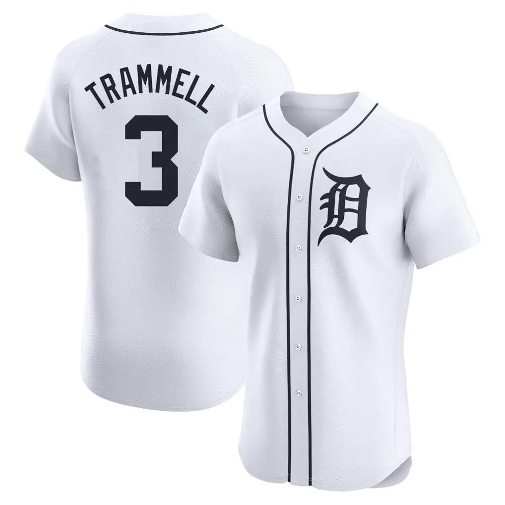 Punc D.Tigers #3 Alan Trammell Player White Limited Elite Home Stitched Jerseys