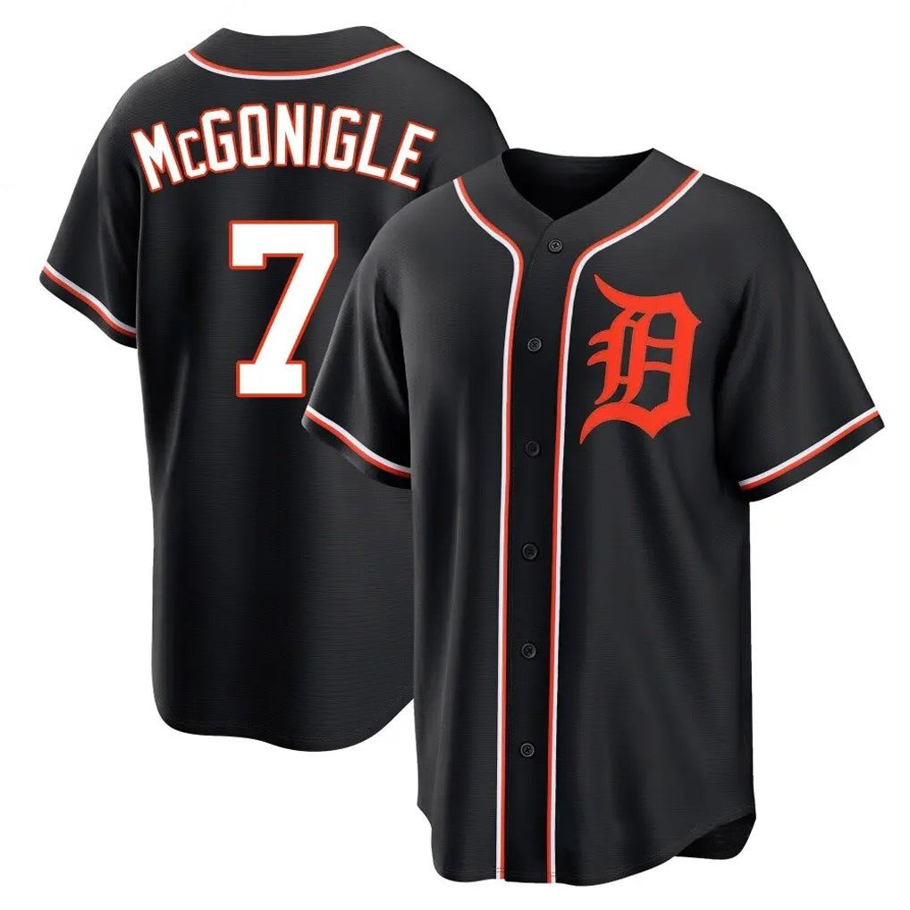 Punc D.Tigers #7 Kevin McGonigle Player Black Fashion Out Home Game Stitched Jerseys