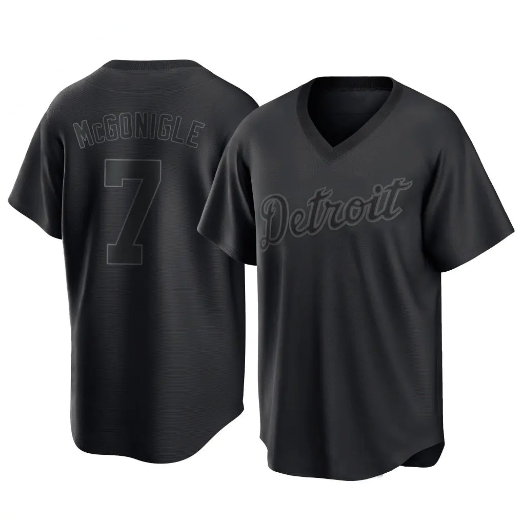 Punc D.Tigers #7 Kevin McGonigle Player Black T-shirt Home Game Stitched Jerseys
