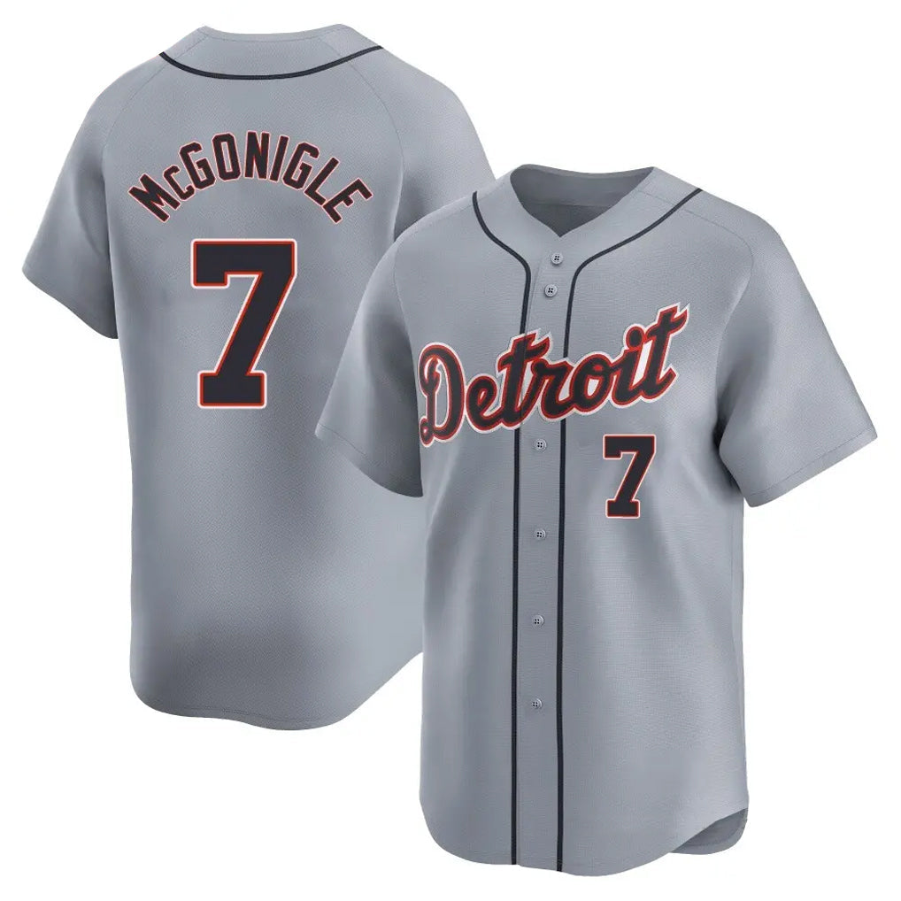 Punc D.Tigers #7 Kevin McGonigle Player Gray Home Limited Stitched Jerseys