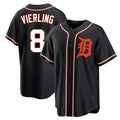 Punc D.Tigers #8 Matt Vierling Player Black Fashion Out Home Game Stitched Jerseys