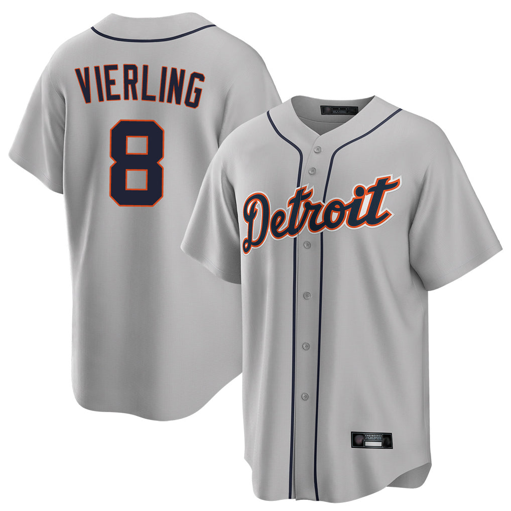 Punc D.Tigers #8 Matt Vierling Player Gray Home Game Stitched Jerseys