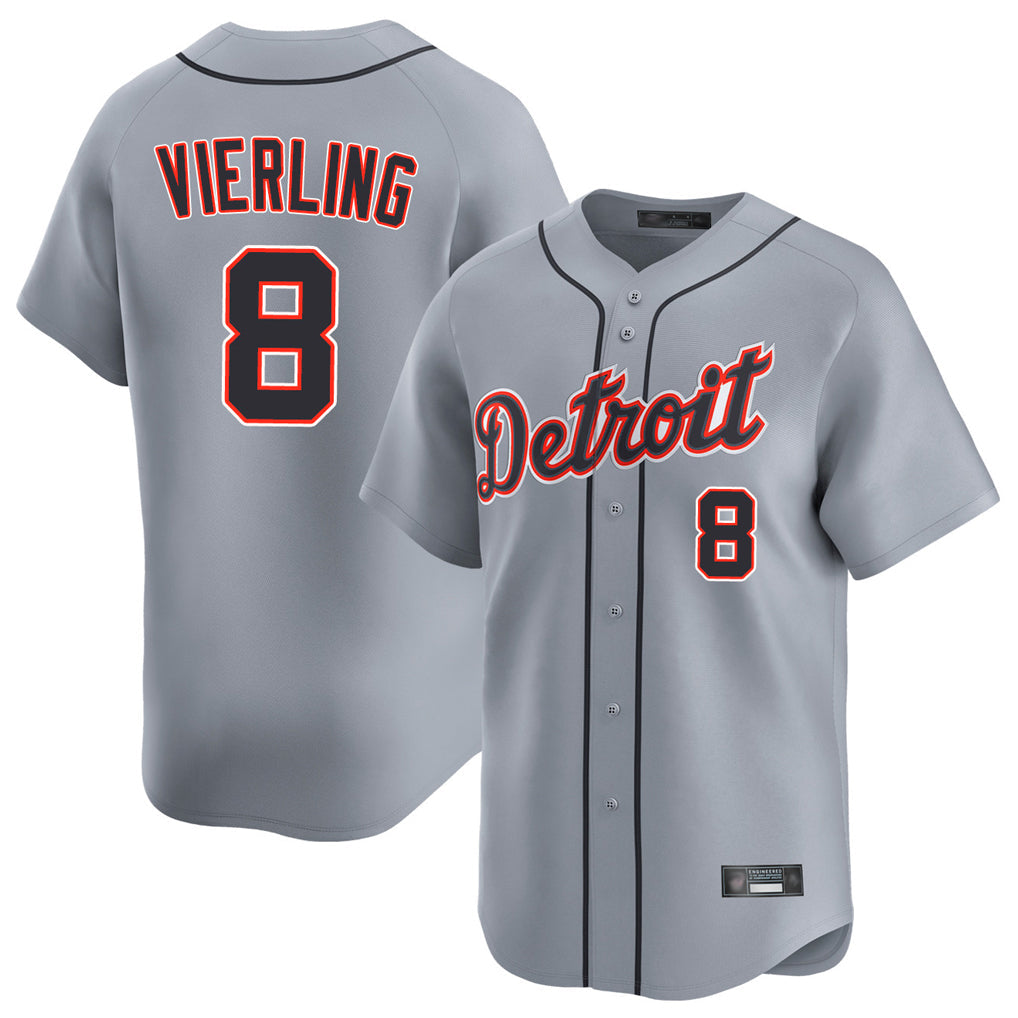 Punc D.Tigers #8 Matt Vierling Player Gray Home Limited Stitched Jerseys