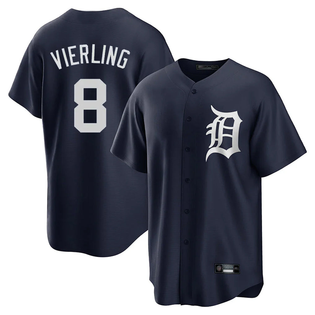 Punc D.Tigers #8 Matt Vierling Player Navy Game Home Stitched Jerseys