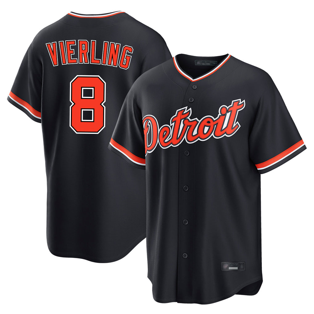 Punc D.Tigers #8 Matt Vierling Player Navy Home Game Stitched Jerseys