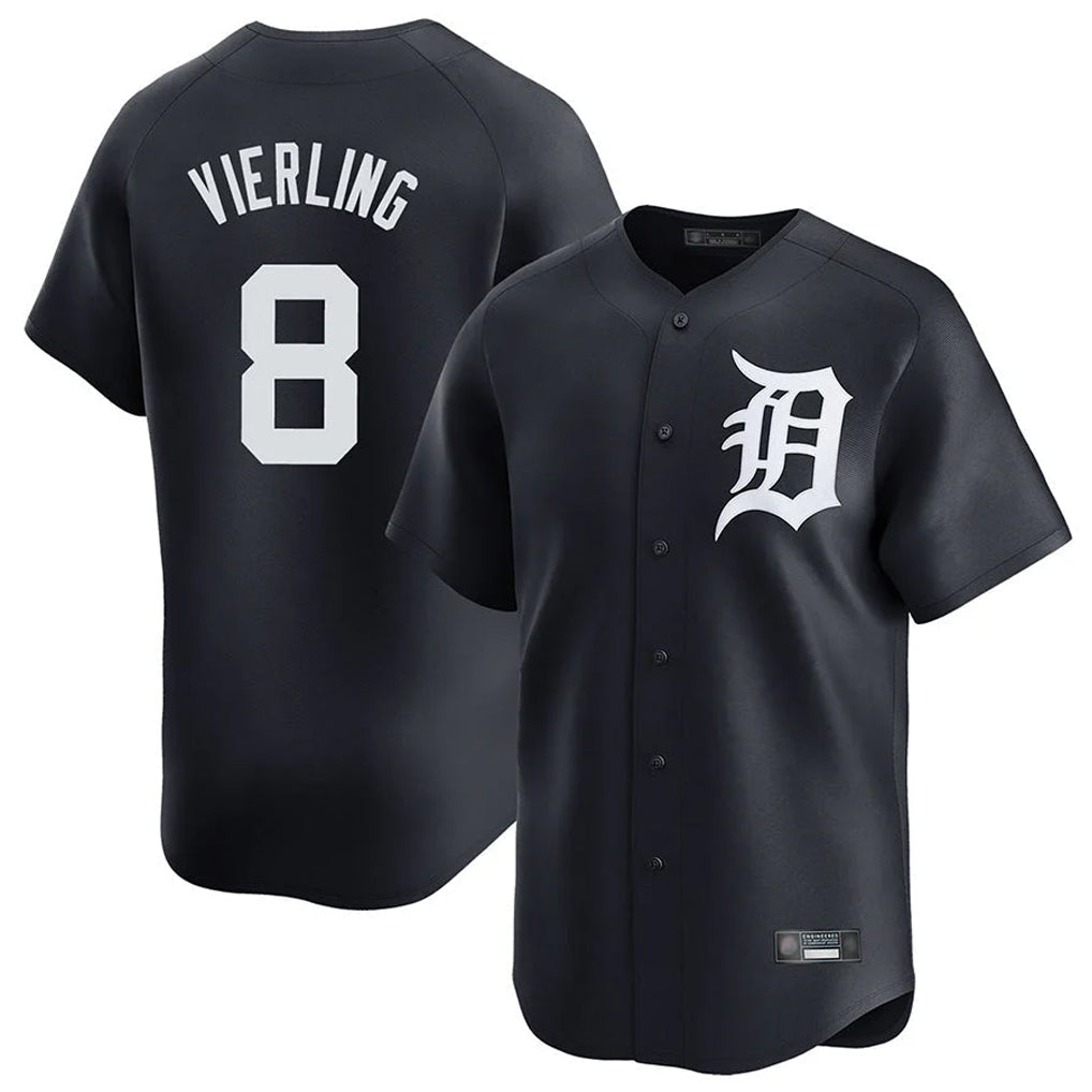 Punc D.Tigers #8 Matt Vierling Player Navy Home Limited Game Stitched Jerseys