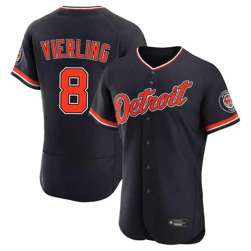 Punc D.Tigers #8 Matt Vierling Player Navy Limited Elite Home Game Stitched Jerseys