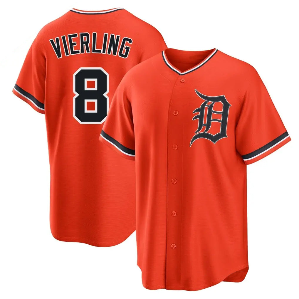 Punc D.Tigers #8 Matt Vierling Player Orange Home Game Stitched Jerseys