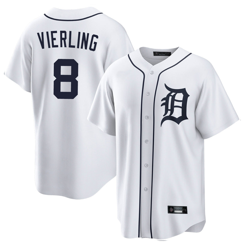 Punc D.Tigers #8 Matt Vierling Player White Home Game Stitched Jerseys