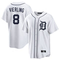 Punc D.Tigers #8 Matt Vierling Player White Home Game Stitched Jerseys