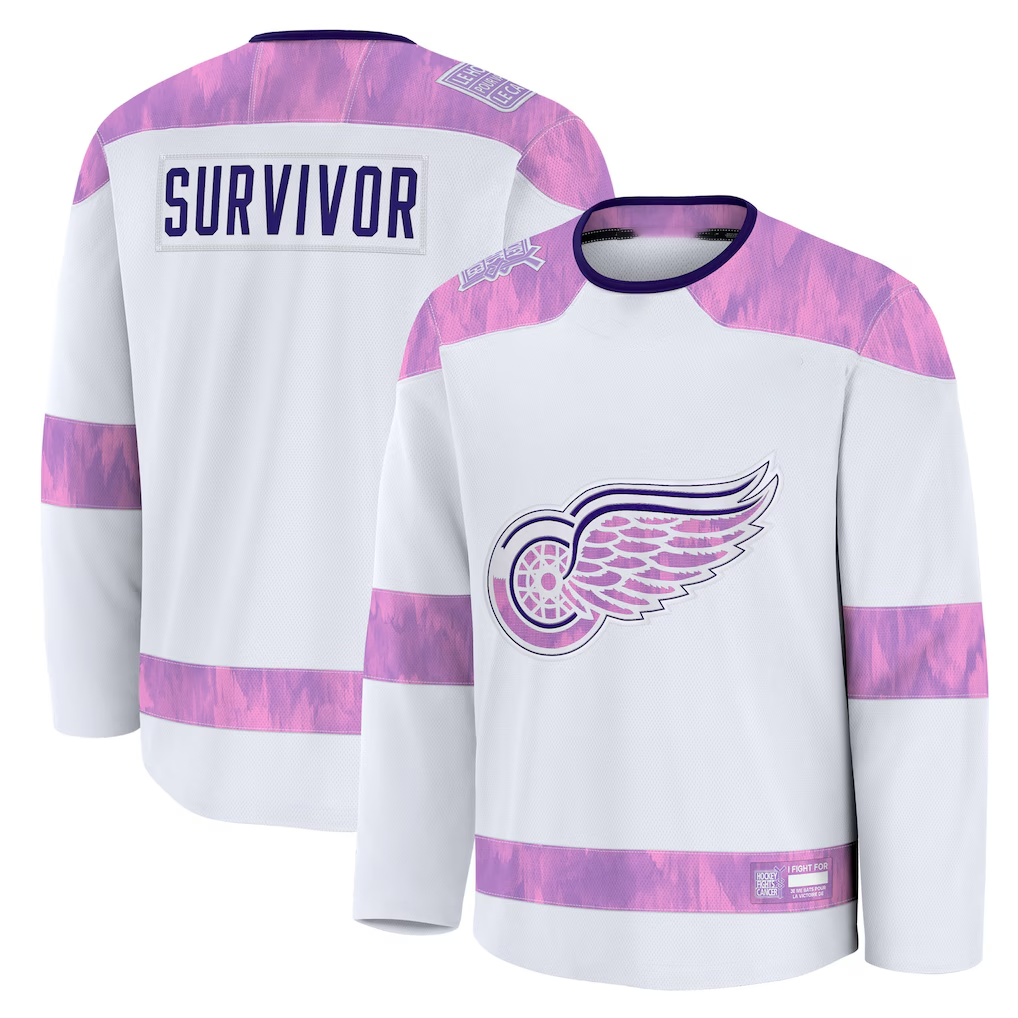 Punc D.Red wings White Hockey Fights Cancer Survivor Practice Jerseys