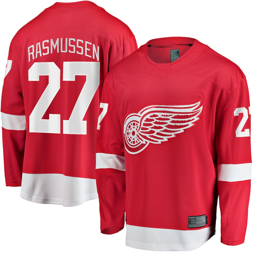 Punc D.Red wings #27 Michael Rasmussen Red Home Breakaway Player Jerseys