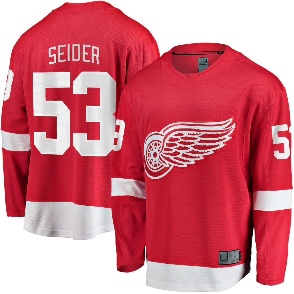 Punc D.Red wings #53 Moritz Seider Red Home Breakaway Player Jerseys