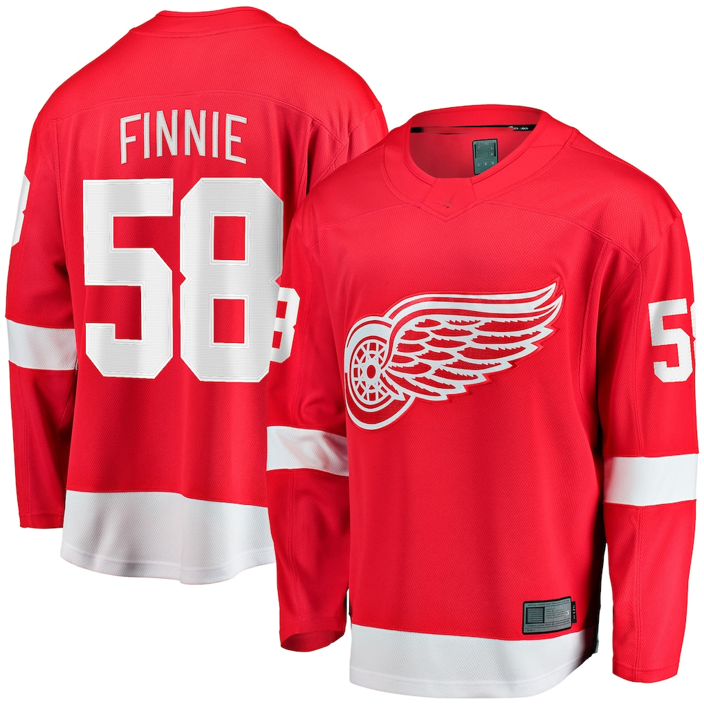 Punc D.Red wings #58 Emmitt Finnie Red Home Breakaway Jerseys