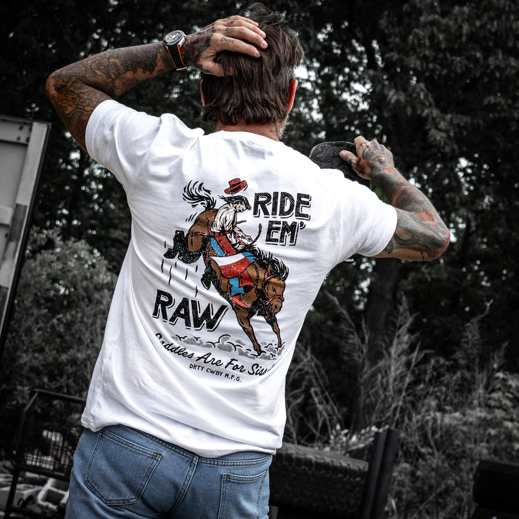 Crovyie cheap jerseys Ordering Ride 'Em Raw Saddles Are For Sissy's Men's T-Shirt