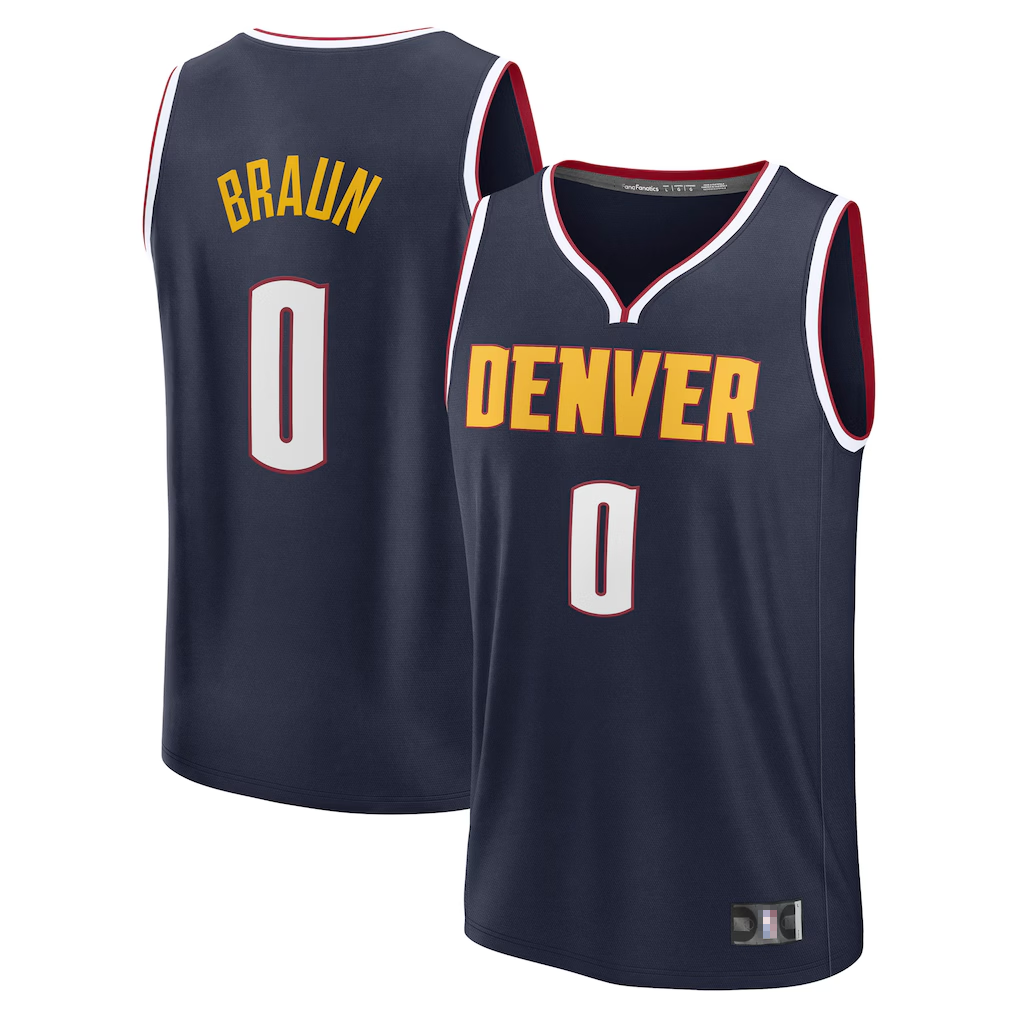 Punc D.Nuggets #0 Christian Braun Navy Fast Break Replica Player Jerseys - Icon Edition