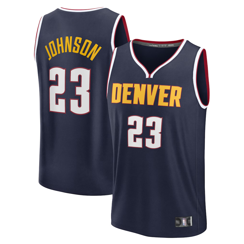 Punc D.Nuggets #23 Cameron Johnson Navy Fast Break Replica Jerseys - Icon Edition