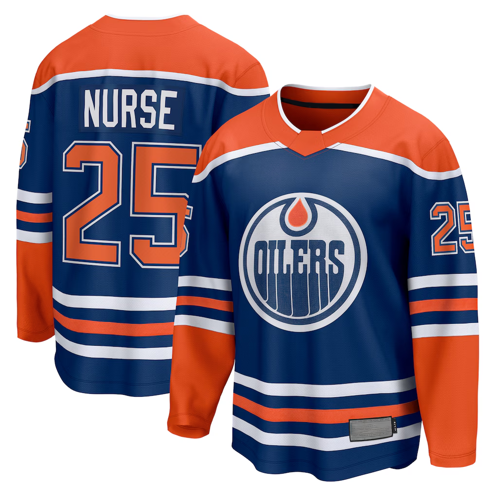 Punc E.Oilers #25 Darnell Nurse Royal Home Breakaway Player Jerseys
