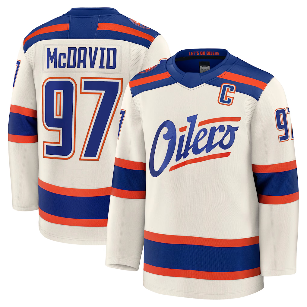 Punc E.Oilers #97 Connor McDavid Light Beige Alternate Premium Jerseys