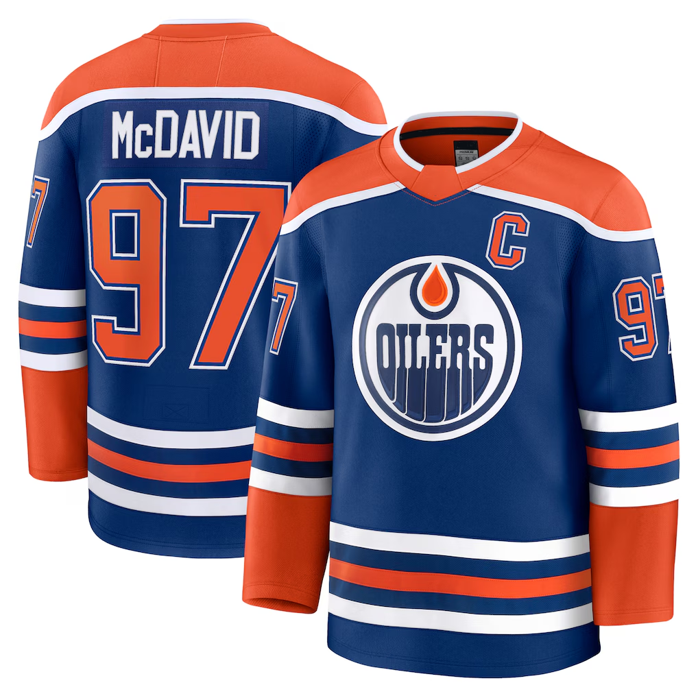 Punc E.Oilers #97 Connor McDavid Royal Home Premium Jerseys