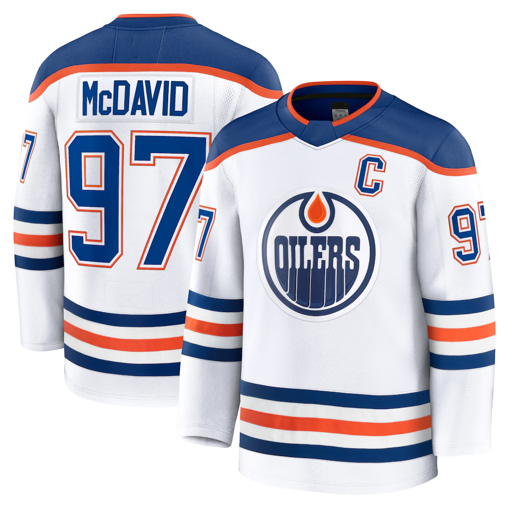 Punc E.Oilers #97 Connor McDavid White Away Premium Jerseys