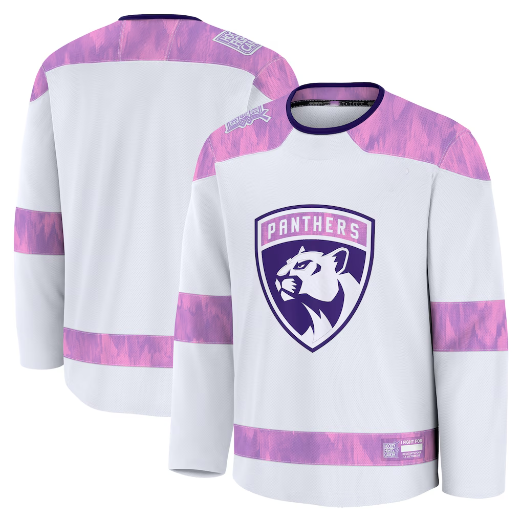 Punc F.Panthers White 2024 Hockey Fights Cancer Practice Jerseys