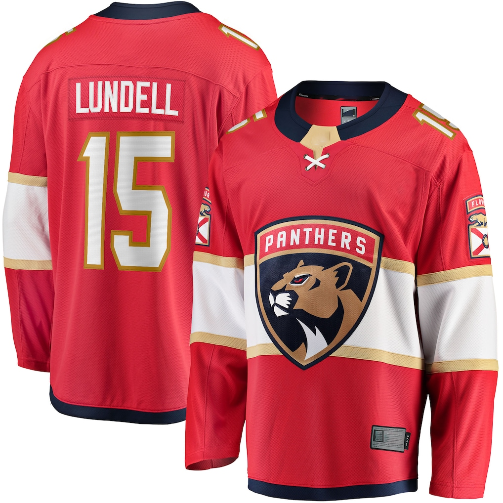 Punc F.Panthers F.Panthers #15 Anton Lundell Red Home Breakaway Player Jerseys