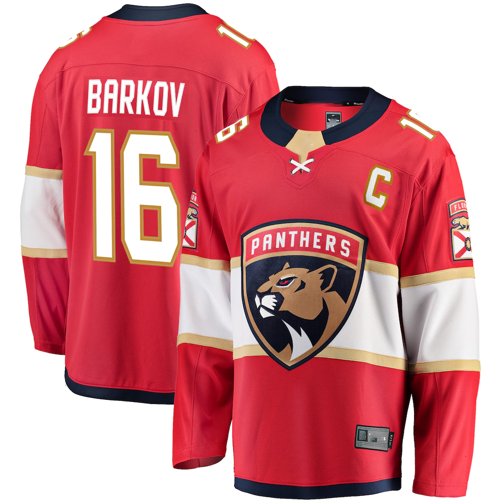 Punc F.Panthers #16 Aleksander Barkov Red Captain Patch Home Breakaway Jerseys
