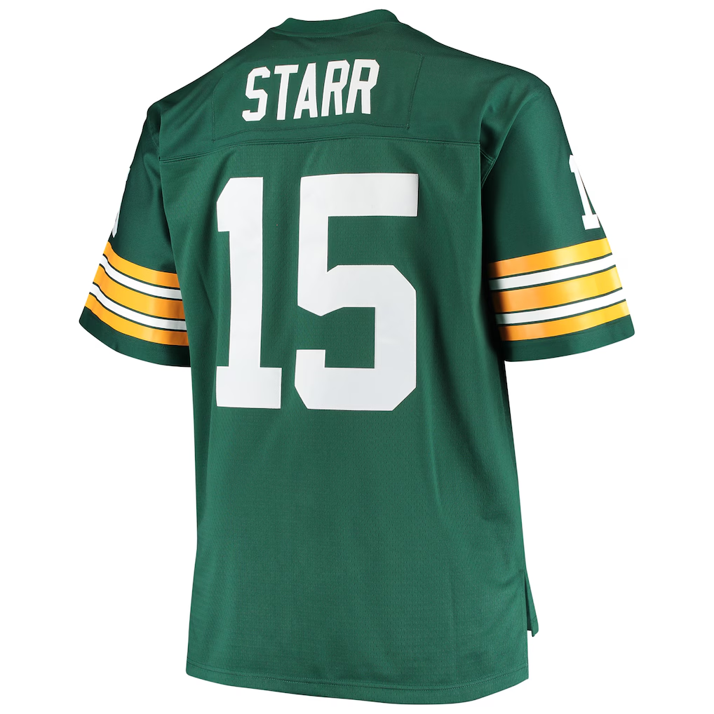 Punc GB.Packers #15 Bart Starr Mitchell & Ness Green Big & Tall 1968 Retired Player Replica Stitched Puhic  Jersey