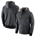 Punc GB.Packers Anthracite Salute to Service Performance Hoodie Limited Game Blank Player Stitched Jerseys