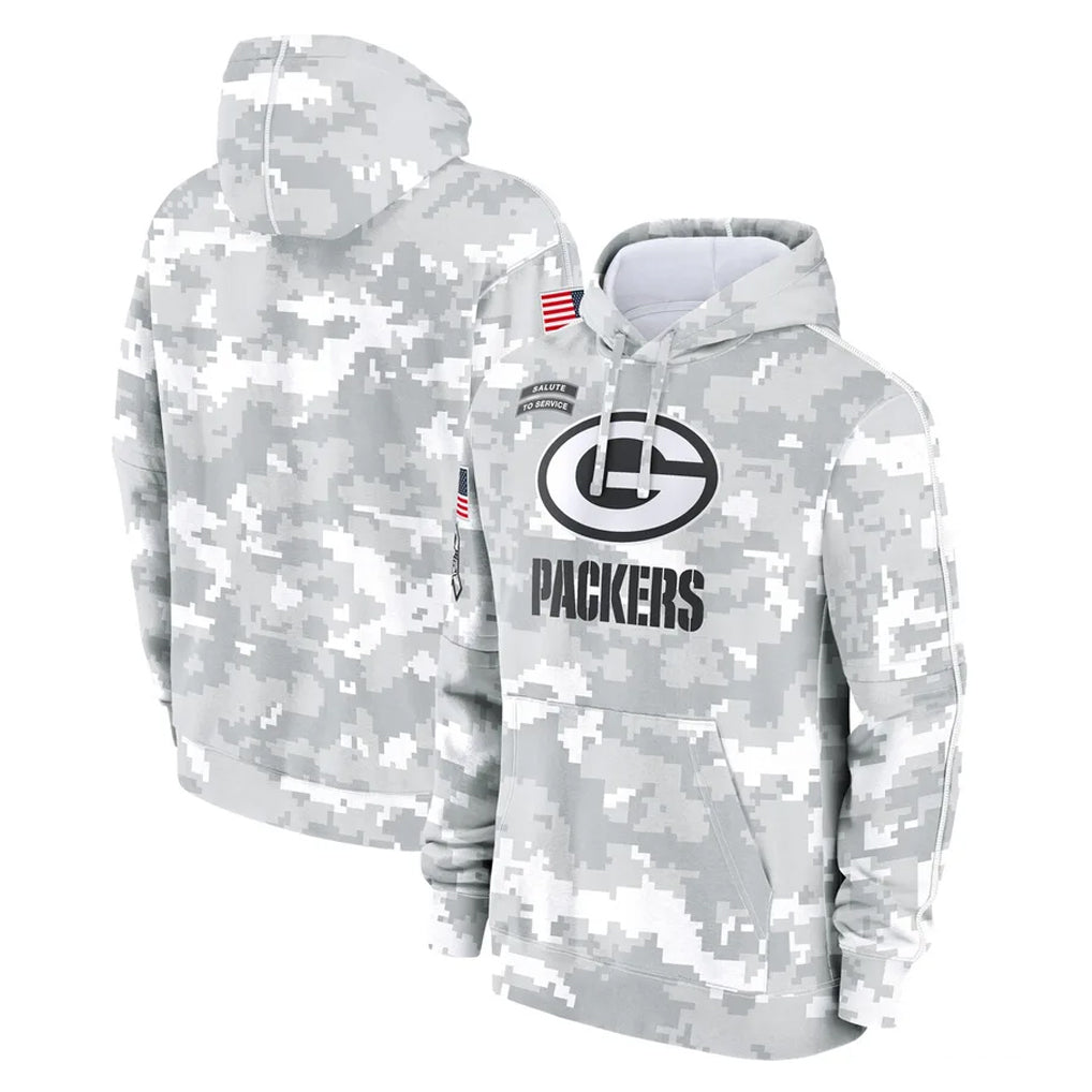 Punc GB.Packers Arctic Camo Salute to Service Hoodies Limited Game Blank Player Stitched Jerseys