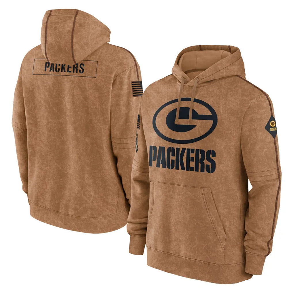 Punc GB.Packers Brown Salute to Service Hoodies Limited Game Blank Player Stitched Jerseys