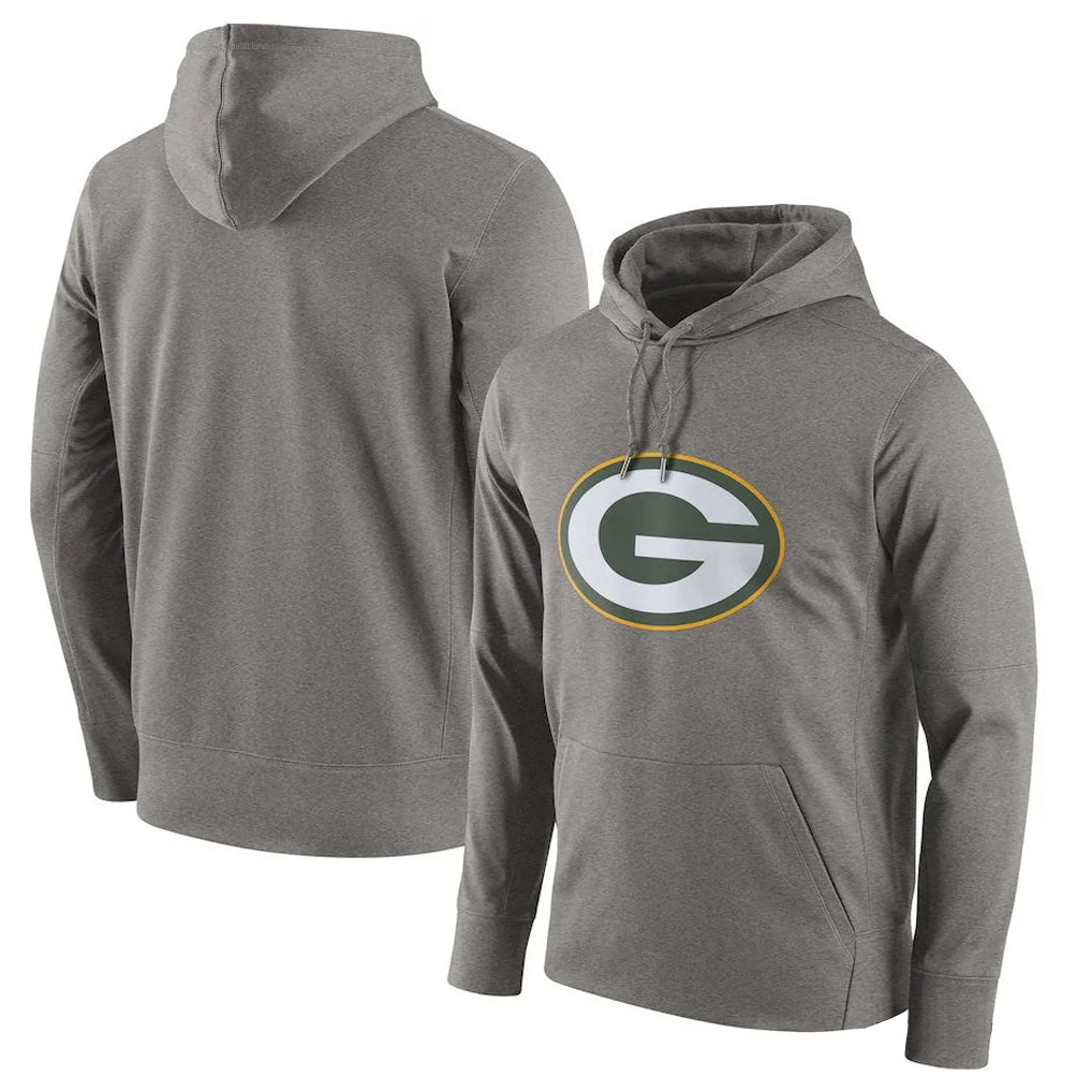 Punc GB.Packers Gray Circuit Logo Pullover Hoodies Limited Game Blank Player Stitched Jerseys