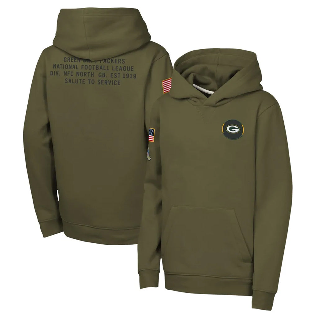 Punc GB.Packers Olive Salute to Service Pullover Hoodies Limited Blank Player Stitched Jerseys