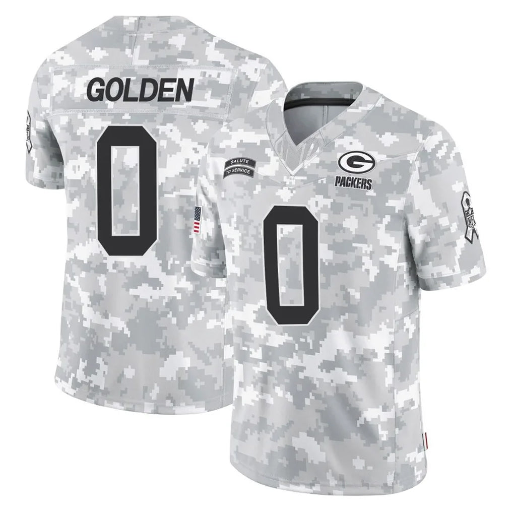 Punc GB.Packers #0 Matthew Golden Player Arctic Camo Salute To Service Limited Stitched Jerseys