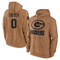 Punc GB.Packers #0 Matthew Golden Player Brown Salute to Service Hoodies Limited Game Stitched Jerseys