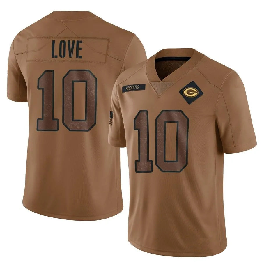 Punc GB.Packers #10 Jordan Love Player Brown Salute To Service Limited Stitched Jerseys