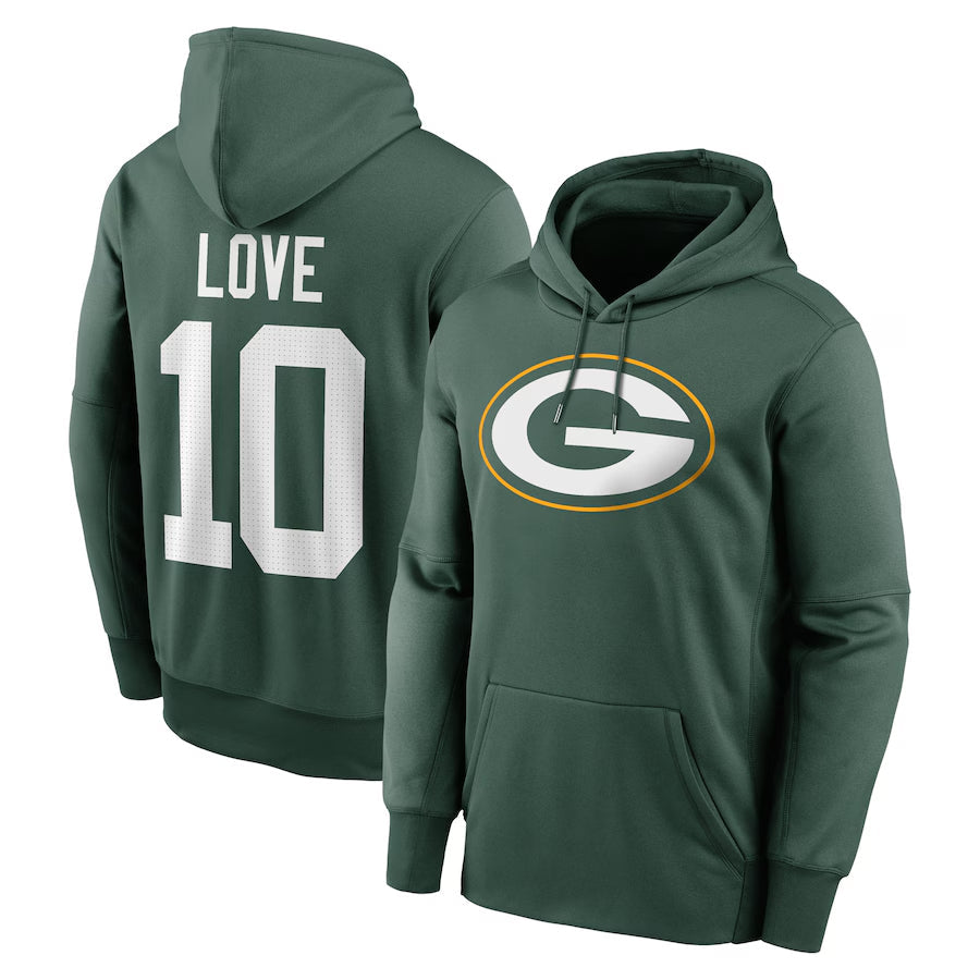 Punc GB.Packers #10 Jordan Love Player Green Therma Hoodie Game Stitched Jerseys