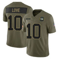 Punc GB.Packers #10 Jordan Love Player Olive 2025 Salute To Service Limited Home Game Stitched Jerseys