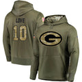 Punc GB.Packers #10 Jordan Love Player Olive Salute to Service Pullover Hoodie Game Stitched Jerseys